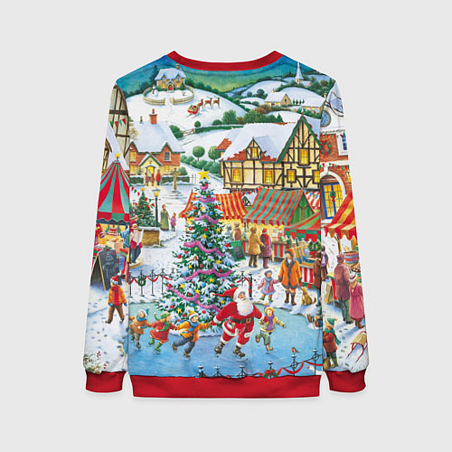Женский свитшот САНТА КЛАУС НА ЛЬДУ, НОВЫЙ ГОД 2022 АРТ / 3D-Красный – фото 2