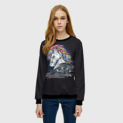Свитшот женский ЕдиноРожец, цвет: 3D-черный — фото 2