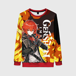 Свитшот женский ДИЛЮК ПИРО ВЗРЫВ DILUC, цвет: 3D-красный
