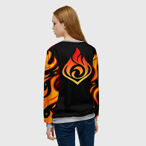 Женский свитшот DILUC FIRE GENSHIN IMPACT НА СПИНЕ / 3D-Меланж – фото 4