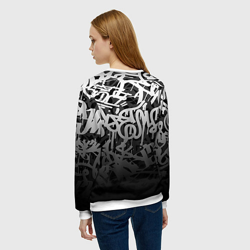 Женский свитшот GRAFFITI WHITE TAGS ГРАФФИТИ / 3D-Белый – фото 4