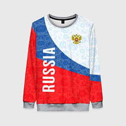 Свитшот женский RUSSIA SPORT STYLE РОССИЯ СПОРТИВНЫЙ СТИЛЬ, цвет: 3D-меланж