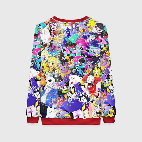 Женский свитшот UNDERTALE PATTERN HEROES, ВСЕ ГЕРОИ ИГРЫ / 3D-Красный – фото 2