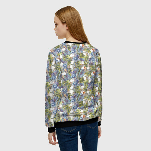 Женский свитшот Банкноты 50 и 100 Франков / 3D-Черный – фото 4