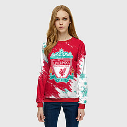 Свитшот женский НОВОГОДНИЙ ЛИВЕРПУЛЬ 2022, цвет: 3D-красный — фото 2