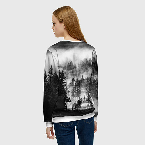 Женский свитшот ТУМАННЫЙ ЛЕС - ТЕМНЫЙ ЛЕС / 3D-Белый – фото 4