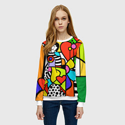 Свитшот женский Romero Britto - valentines day, цвет: 3D-белый — фото 2