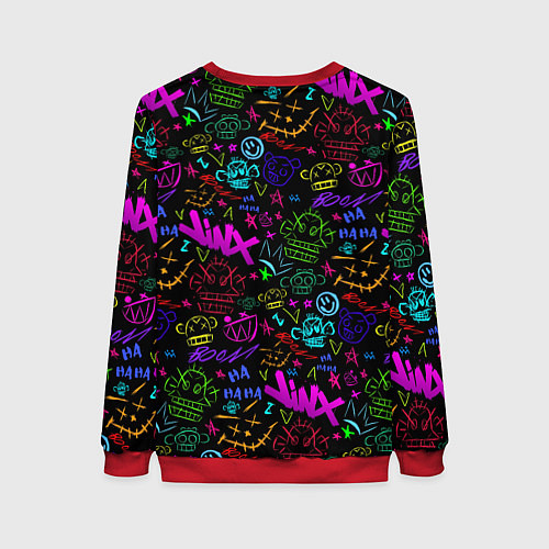 Женский свитшот League Of Legends - Arcane неоновые логотипы / 3D-Красный – фото 2