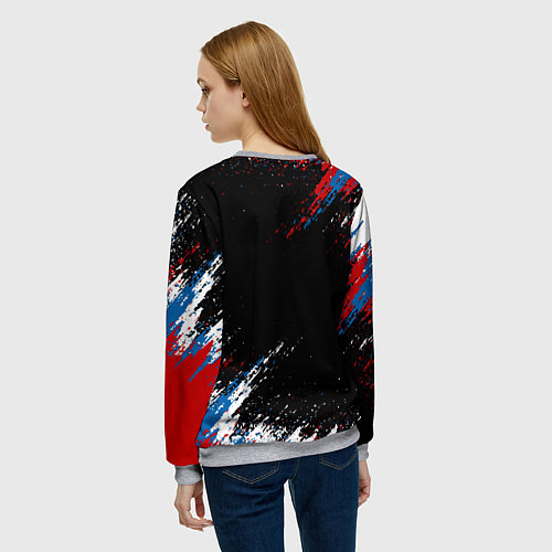 Женский свитшот Russia Штрихи в цвет Флага / 3D-Меланж – фото 4