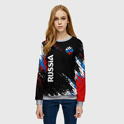 Свитшот женский Russia Штрихи в цвет Флага, цвет: 3D-меланж — фото 2