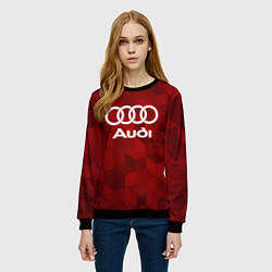 Свитшот женский Ауди, Audi Красный фон, цвет: 3D-черный — фото 2