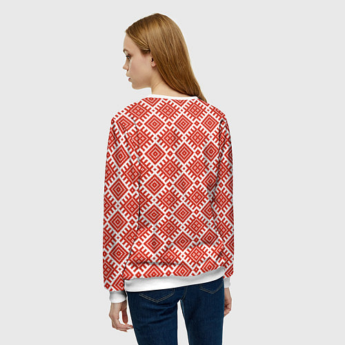 Женский свитшот Славянская Обережная Вышивка Плодородие / 3D-Белый – фото 4