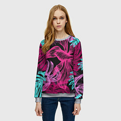 Свитшот женский Папоротниковый неон, цвет: 3D-меланж — фото 2