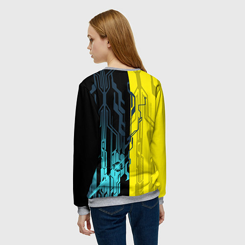 Женский свитшот CYBERPUNK 2077 Логотип / 3D-Меланж – фото 4