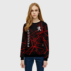 Свитшот женский Peugeot: Красные тонкие линии, цвет: 3D-черный — фото 2