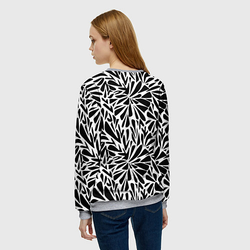 Женский свитшот Черно белый абстрактный узор / 3D-Меланж – фото 4