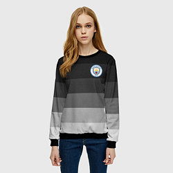 Свитшот женский Манчестер Сити, Manchester City, Серый градиент, цвет: 3D-черный — фото 2