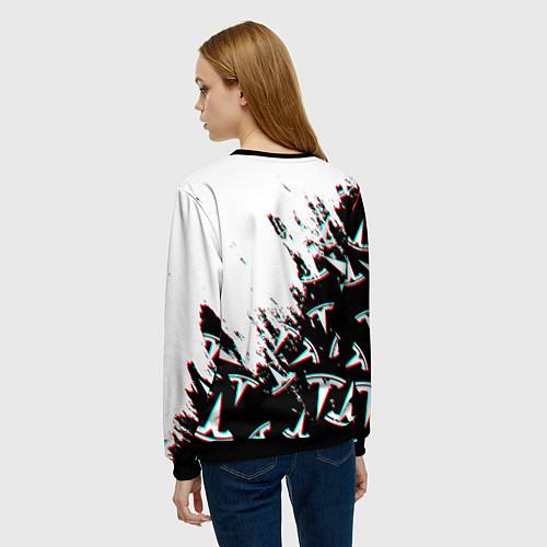 Женский свитшот Tesla pattern glitch / 3D-Черный – фото 4