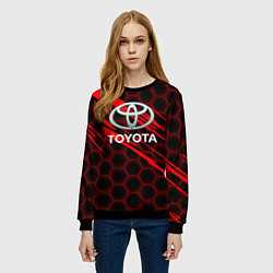 Свитшот женский Toyota: Красные соты, цвет: 3D-черный — фото 2