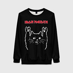 Свитшот женский Iron Maiden Рок кот, цвет: 3D-черный