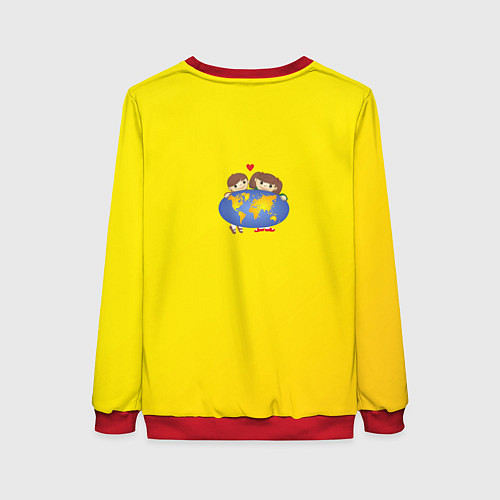 Женский свитшот Мальчик из советского Атласа Мир / 3D-Красный – фото 2