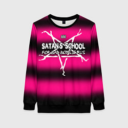 Свитшот женский Satan school for bad boys and girls pink, цвет: 3D-черный