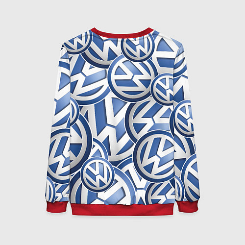 Женский свитшот Volkswagen logo Pattern / 3D-Красный – фото 2