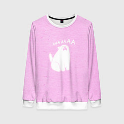 Свитшот женский Кот орет ааааа, цвет: 3D-белый