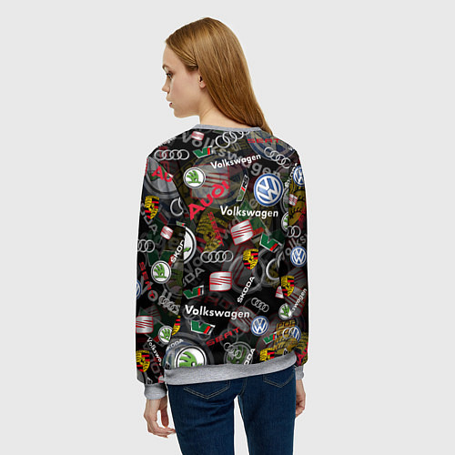 Женский свитшот Volkswagen Group AUDI VW SEAT PORSCHE SKODA / 3D-Меланж – фото 4