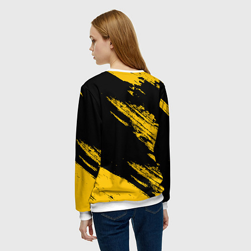 Женский свитшот BLACK AND YELLOW GRUNGE ГРАНЖ / 3D-Белый – фото 4