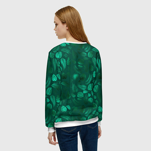 Женский свитшот Яркие зеленые листья / 3D-Белый – фото 4