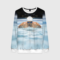 Свитшот женский Плавание Пловец, цвет: 3D-белый