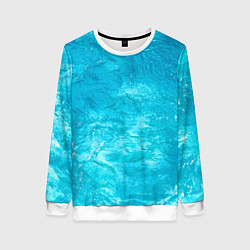 Свитшот женский Голубой океан Голубая вода, цвет: 3D-белый