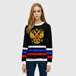 Свитшот женский ФЛАГ РОССИИ ТРИ ЛИНИИ, цвет: 3D-белый — фото 2