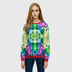Свитшот женский Калейдоскоп паттерн, цвет: 3D-красный — фото 2