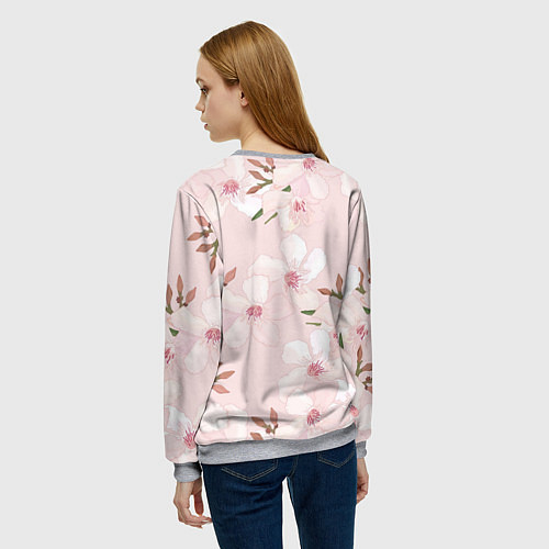 Женский свитшот Розовые цветы весны / 3D-Меланж – фото 4