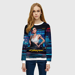 Свитшот женский Judy Джуди Cyberpunk 2077, цвет: 3D-белый — фото 2