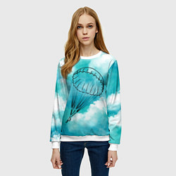 Свитшот женский Парашютист в облаках, цвет: 3D-белый — фото 2