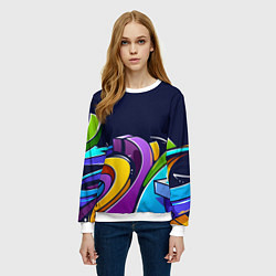 Свитшот женский Цветное граффити, цвет: 3D-белый — фото 2
