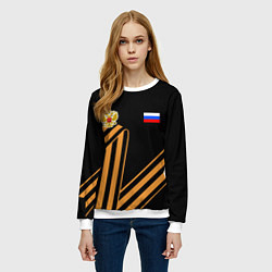 Свитшот женский Герб России - георгиевская лента, цвет: 3D-белый — фото 2