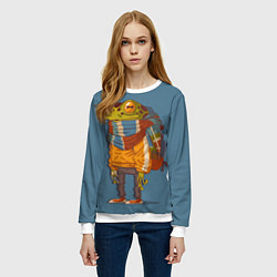 Свитшот женский Лягуха-путешественица, цвет: 3D-белый — фото 2