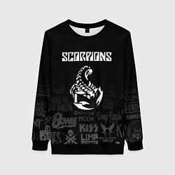 Свитшот женский Scorpions логотипы рок групп, цвет: 3D-черный