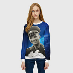 Свитшот женский Юрий Гагарин с голубем 3D, цвет: 3D-белый — фото 2