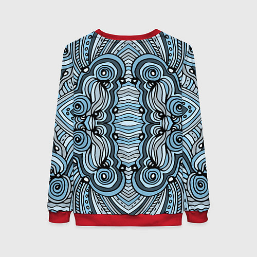 Женский свитшот Абстрактный узор в дудл стиле Рисунок от руки Лини / 3D-Красный – фото 2
