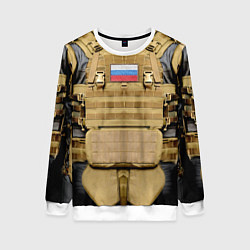 Свитшот женский Бронежилет- армия России, цвет: 3D-белый