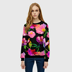 Свитшот женский Цветочный узор Floral pattern, цвет: 3D-черный — фото 2
