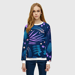 Свитшот женский Ветки и листья, цвет: 3D-белый — фото 2