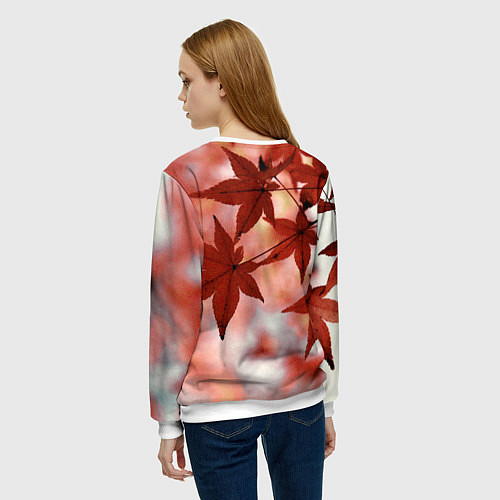 Женский свитшот Кадзуха и кленовые листья / 3D-Белый – фото 4