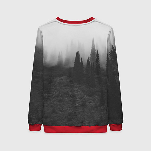Женский свитшот Туманный лес - туман / 3D-Красный – фото 2