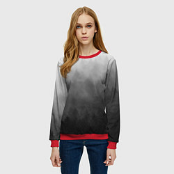 Свитшот женский Темный лес - туман, цвет: 3D-красный — фото 2